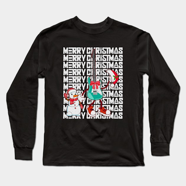 Guitar Christmas Tree Guitar Lovers Christmas Tree Long Sleeve T-Shirt by Outrageous Flavors